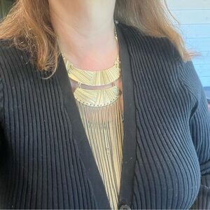 Cleopatra Styled Gold Tone Decorative Vintage Metal Necklace unsigned